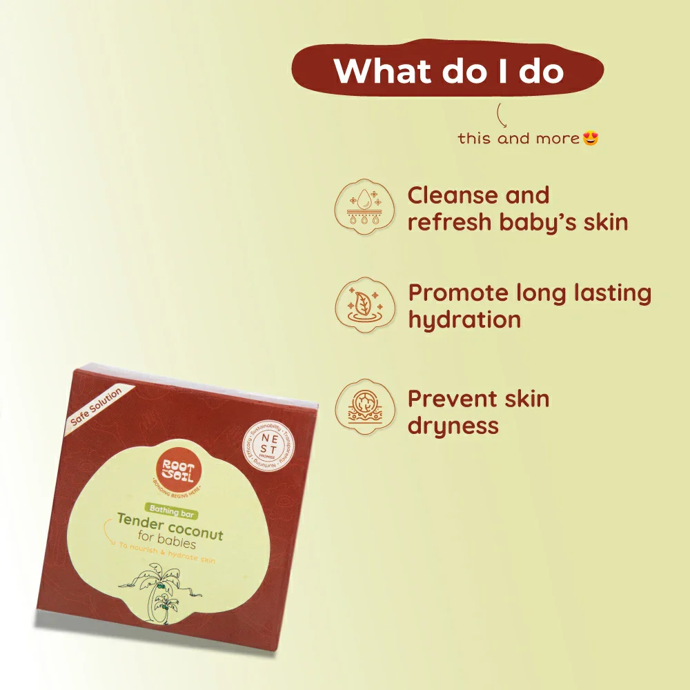 Tender Coconut Bathing Bar | Refreshes & Hydrates Baby Skin | 0+ m | 100 g - Image 4